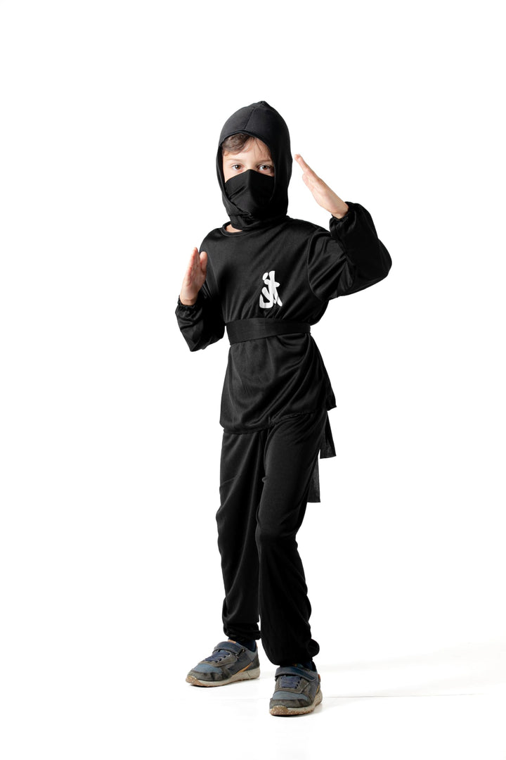 Fiori Paolo - Black Ninja Kostüm für Kinder 7-9 Jahre, 7-9 Jahre
