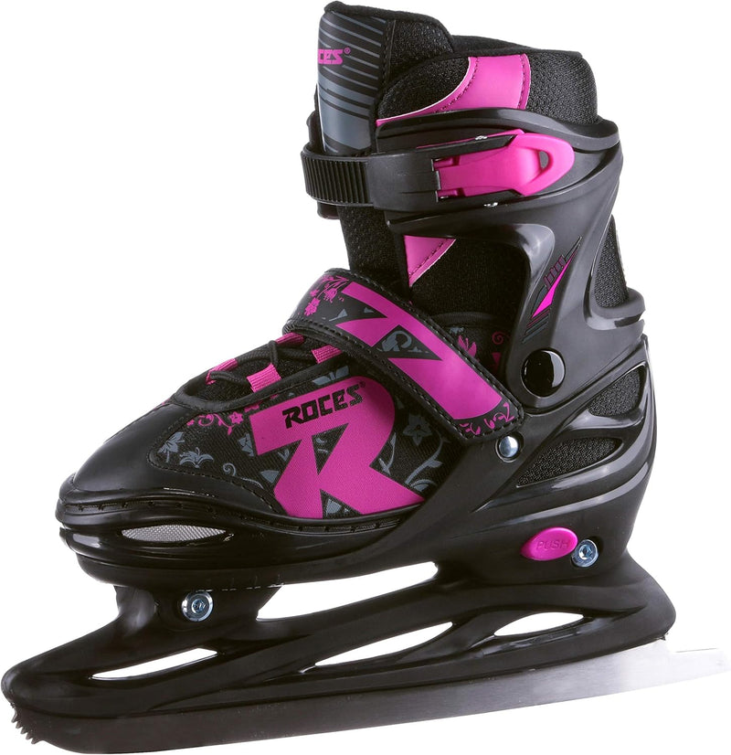 Roces Kinder Jokey Ice 2.0 Girl Verstellbarer Schlittschuh, Black-Fuchsia, 26-29