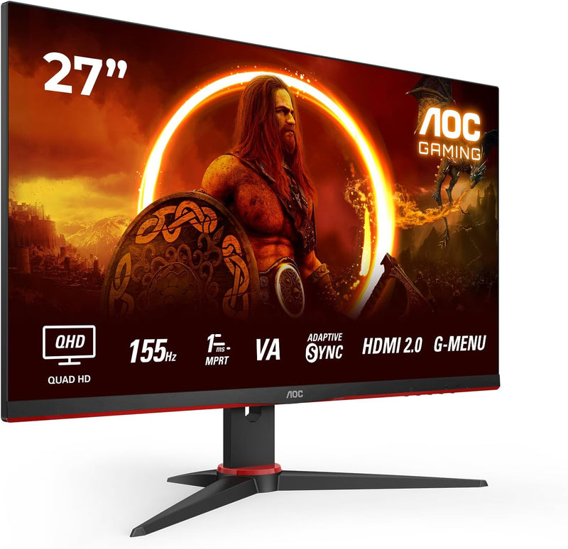 AOC Gaming Q27G2E - 27 Zoll QHD Monitor, 155 Hz, 1 ms MPRT, FreeSync Premium (2560x1440, HDMI, Displ