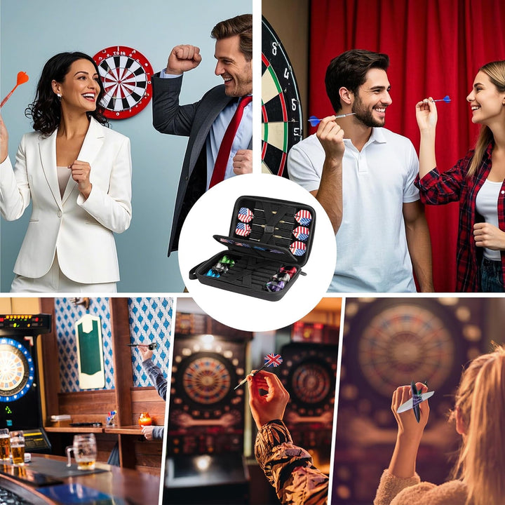 Darttasche,Dart Case,Dartt Etui Schwarz,FüR 12 Darts Professioneller Dartkoffer Mit Eva-Schutz & Tra