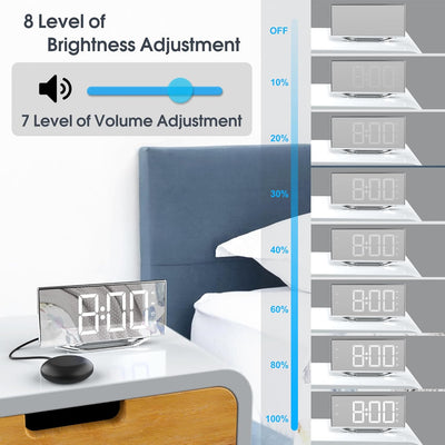 Spiegel Digital Wecker mit Vibration, Grosses LED-Display Laut Wecker für Tiefschläfer, Vibrationwec