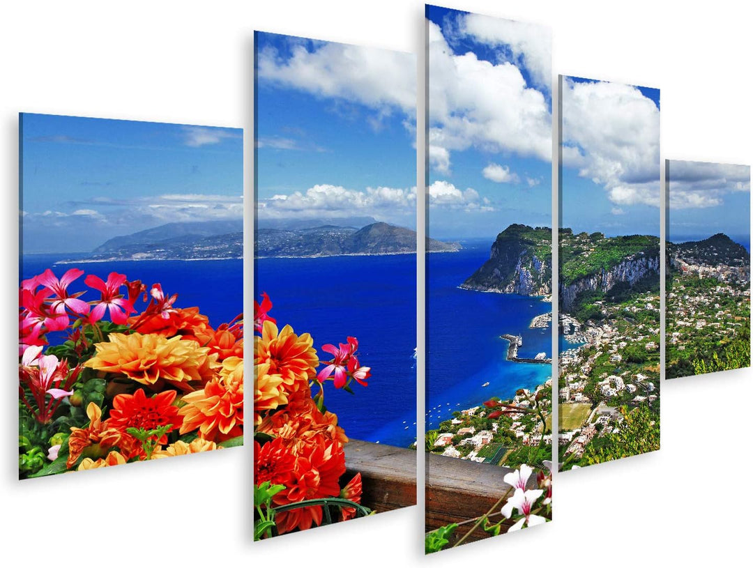Bild Bilder auf Leinwand malerische Insel Capri Italien Wandbild Poster Leinwandbild RDJ 170x80cm -