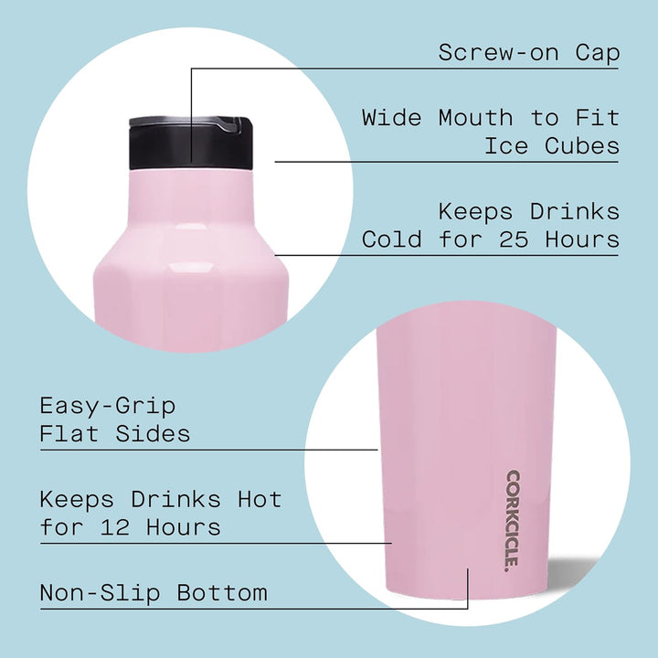 Corkcicle. Canteen Gloss Rosenquarz, 590 ml, 1 Stück Glänzender Rosenquarz, Glänzender Rosenquarz