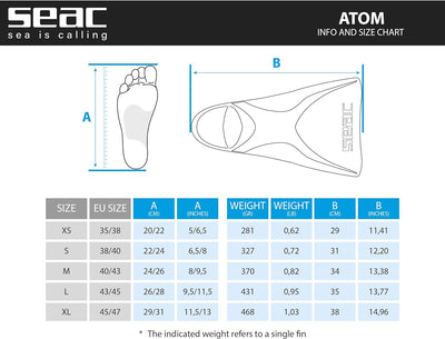 Seac Atom Kurze Schwimmflossen für das Training im Pool und im Freiwasser, S