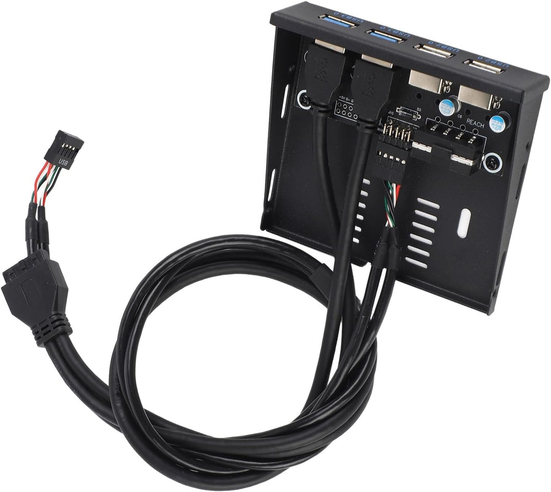 ASHATA Front Panel USB 3.0 Hub 4 Ports, 3,5 Zoll Interner USB Hub mit USB3.0 USB2.0, PC Interner Com