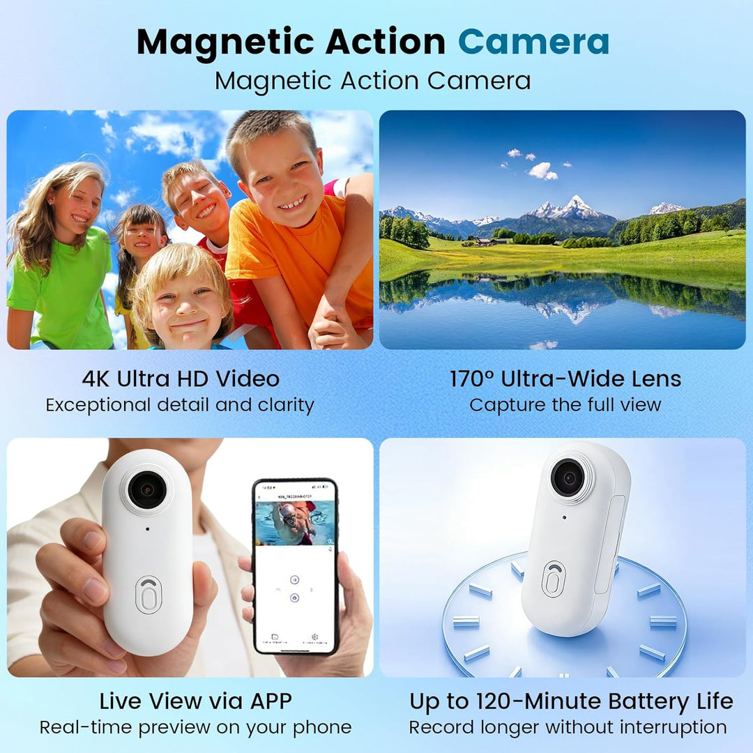 Multifunctional Mini Action Cam WiFi, 4K Bodycam körperkamera,Actionkamera mit 64 GB Speicherkarte,