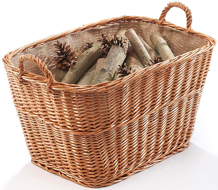 Kobolo Kaminholzkorb Weidenkorb Holzkorb aus gekochter Weide mit Leinenfutter
