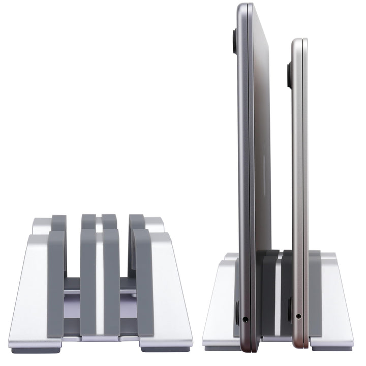 Verstellbarer Dual Vertikaler Laptopständer - Unterstützt 2 Geräte Aluminium, Universelle Passform f