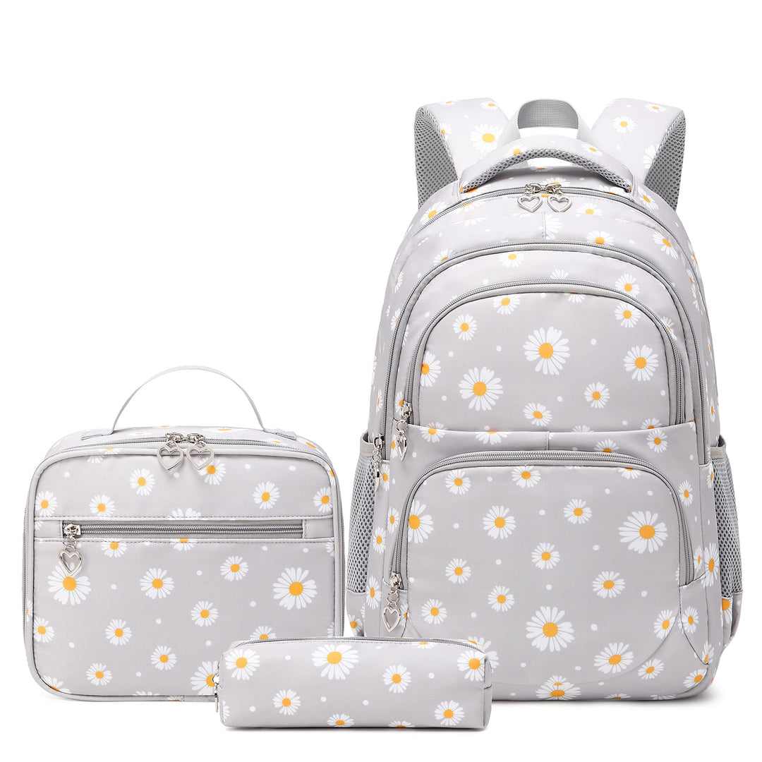 Schulrucksack Mädchen Teenager Damen Schultasche Canvas Schulranzen Set Blumen Rucksack für Mädchen
