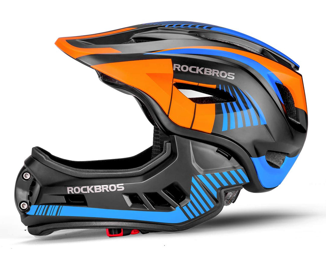ROCKBROS Kinderhelm Integriert Fahrradhelm Kinder Jugend Fullface Helm mit Abnehmbarem Kinnschutz BM