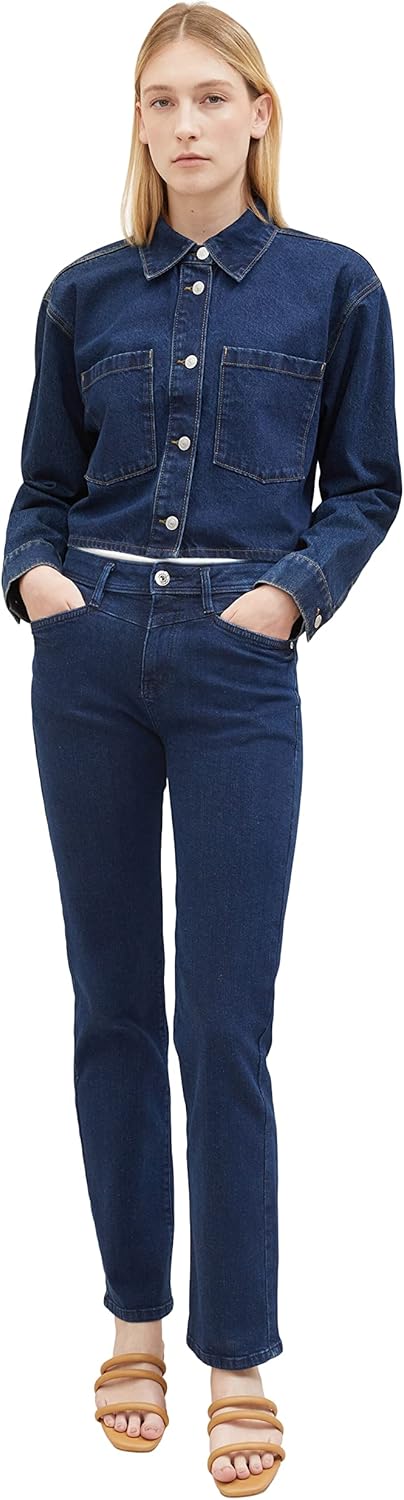 TOM TAILOR Damen Kate Straight Fit Jeans 26W / 30L 10114 - Clean Dark Stone Blue Denim, 26W / 30L 10