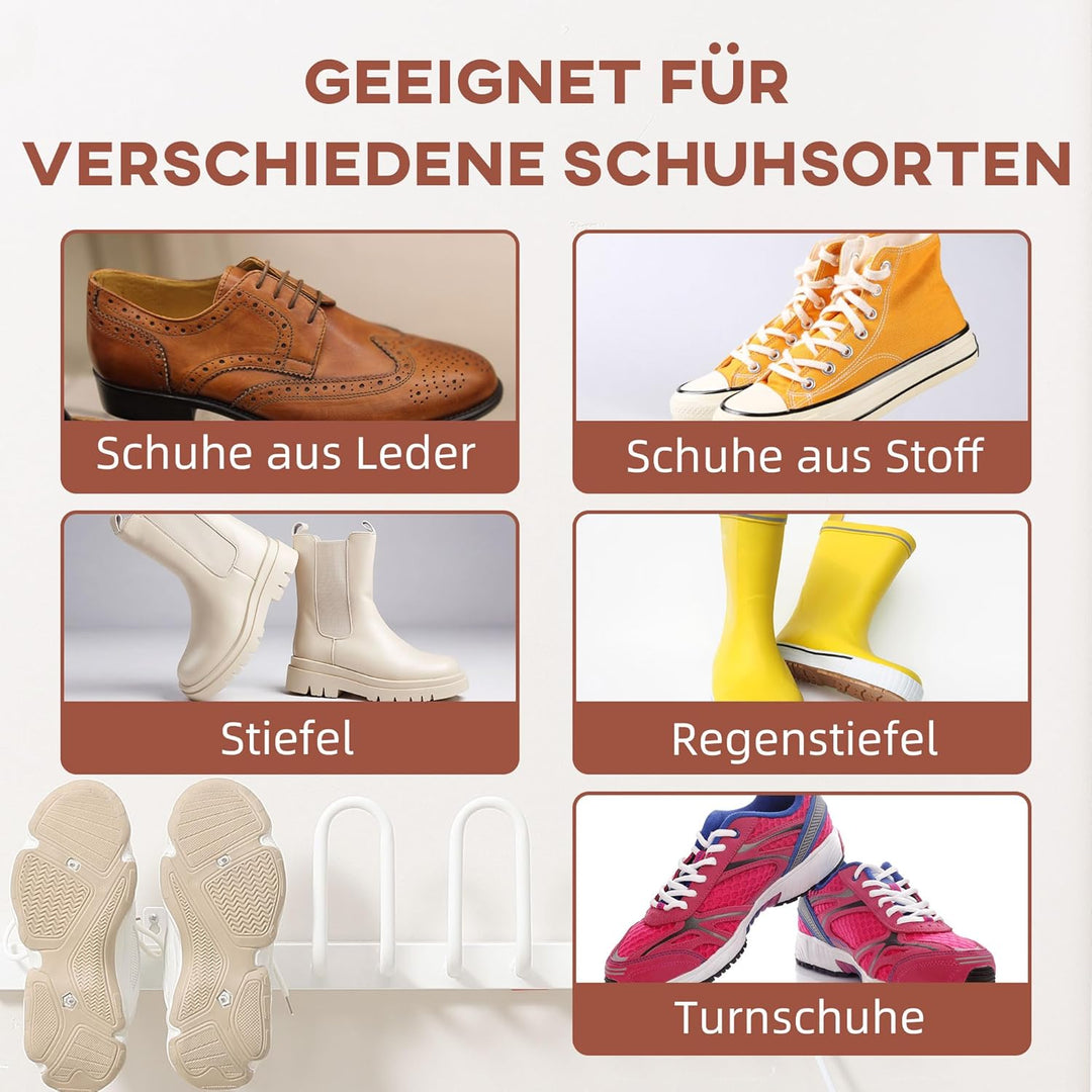 HOMCOM Elektrischer Schuhtrockner 60 W, Wandmontage Stiefelwärmer für 3 Paar Schuhe, Trockengestell