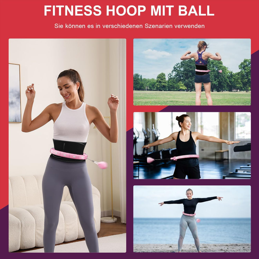 Smart Fitness Hoop Reifen mit Taillenband für Erwachsene &amp; Anfänger – Leiser Hula-Hoop zum Abnehmen,