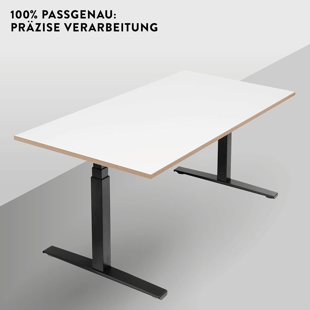boho office® Schreibtischplatte, Tischplatte – 140 x 80 x 2,5 cm in Weiss mit edler Multiplex Echtho