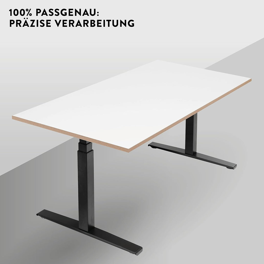 boho office® Schreibtischplatte, Tischplatte – 120 x 80 x 2,5 cm in Weiss mit edler Multiplex Echtho