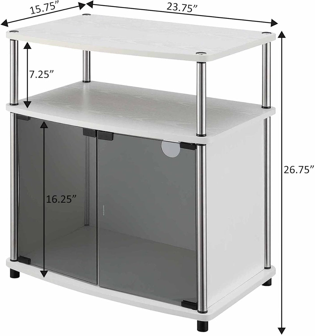 Convenience Concepts with Black Glass Cabinet Designs2Go TV-Ständer mit schwarzem Glasschrank, Glas,