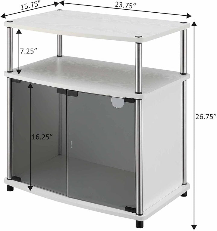 Convenience Concepts with Black Glass Cabinet Designs2Go TV-Ständer mit schwarzem Glasschrank, Glas,