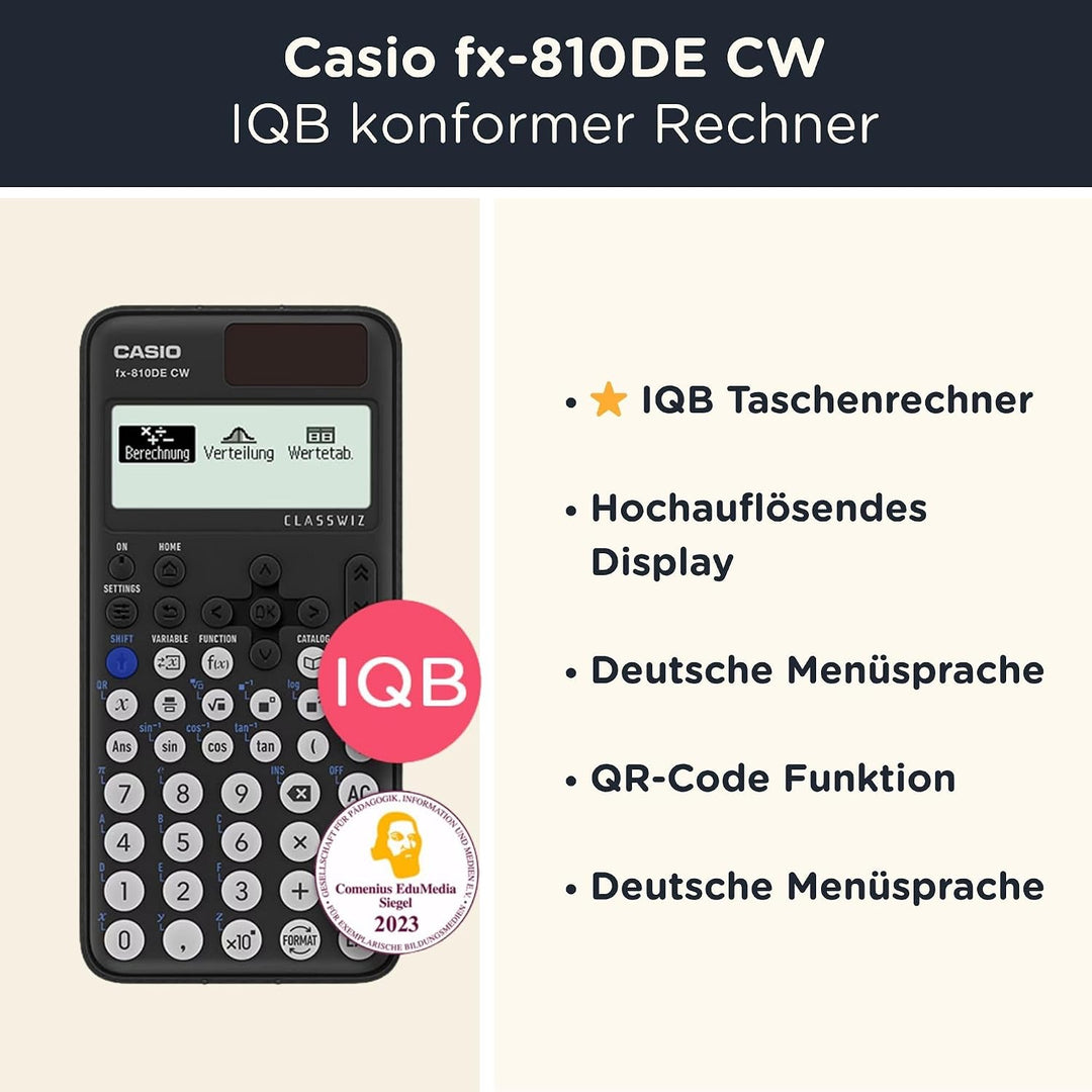 CALCUSO Sparpaket: Casio FX-810DE CW + WYNGS Schutztasche blau + Erweiterte Garantie von CALCUSO Bla