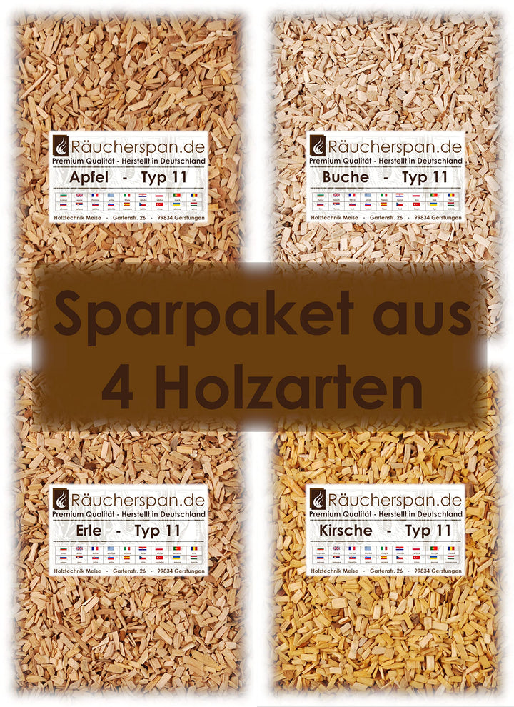 Räucherspäne Räucherchips Holzarten Apfel, Erle, Kirsche, Buche Typ 11 Spangrösse 6-10mm f. Räuchero