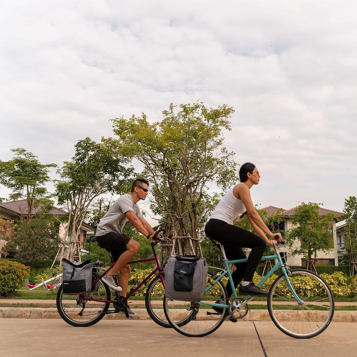Vincita Top Load Double Pannier Water Resistant Cycling Side Bags – mit Regenschutz, gross, Tragegri