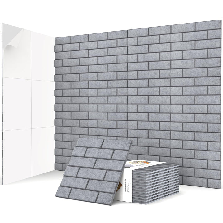 JBER 12 Stück Akustikpaneele Selbstklebend, Ziegel-Schallschutzplatten, Hochdichte Akustikwandpaneel