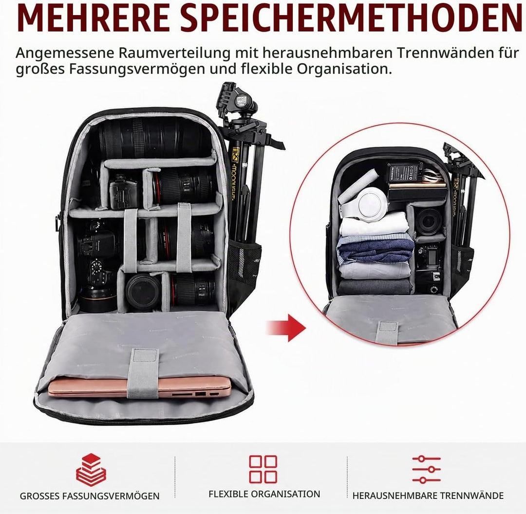 Cwatcun Kamerarucksack Professional für Spiegellose SLR/SLR Kamera wasserdichte Kameratasche Kompati