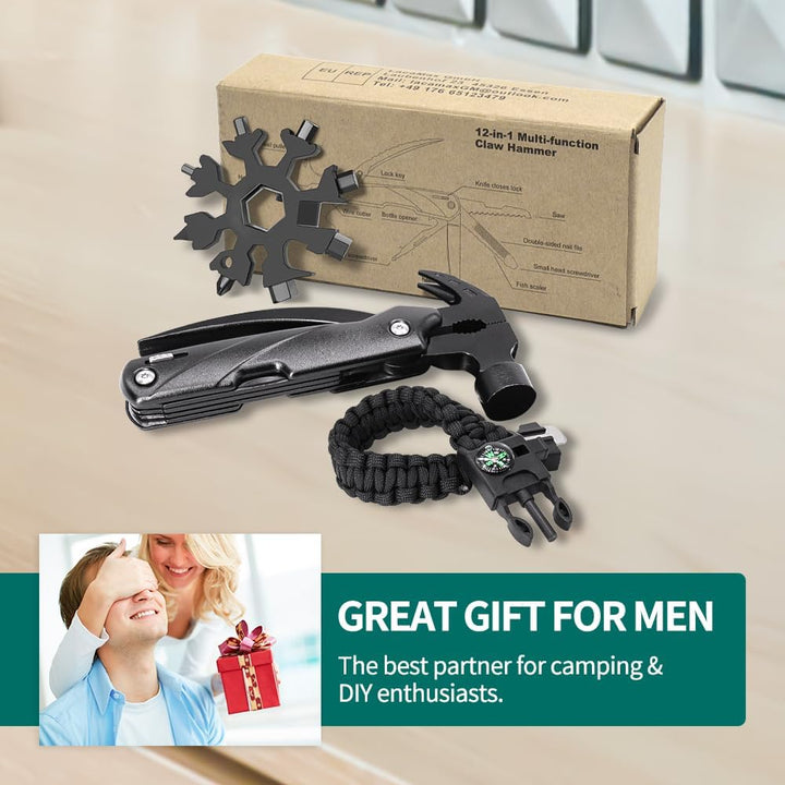 Kleine Geschenke Adventskalender Füllung 12 in 1 Multitool Camping Zubehör, Schneeflocken MultiTool,