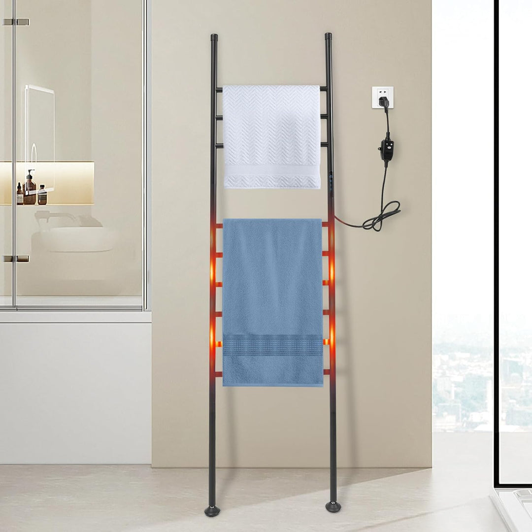 Handtuchheizkörper Elektrisch,Freistehende Handtuchleiter mit Timer 1-24H, 45-70°C, 180W Bodenstehen