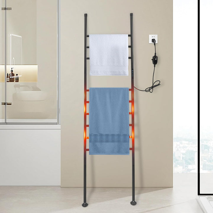 Handtuchheizkörper Elektrisch,Freistehende Handtuchleiter mit Timer 1-24H, 45-70°C, 180W Bodenstehen