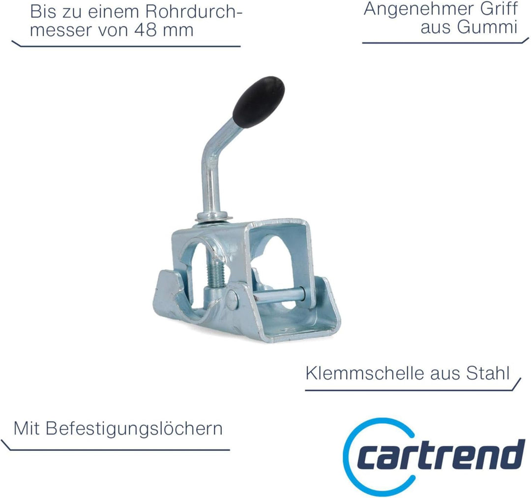 UNITEC Klemmbügel für Abstellstütze und Stützrad, Rohrdurchmesser 48 mm, Klemmschelle aus Stahl, mit