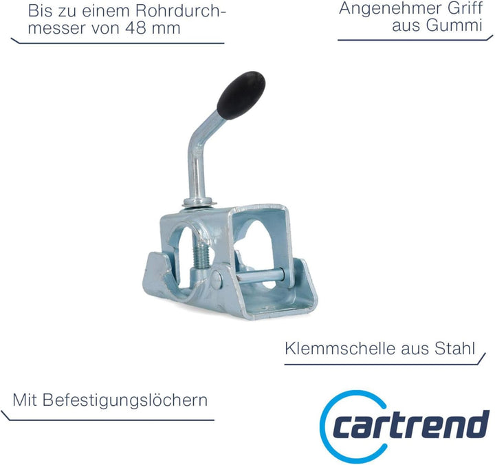 UNITEC Klemmbügel für Abstellstütze und Stützrad, Rohrdurchmesser 48 mm, Klemmschelle aus Stahl, mit