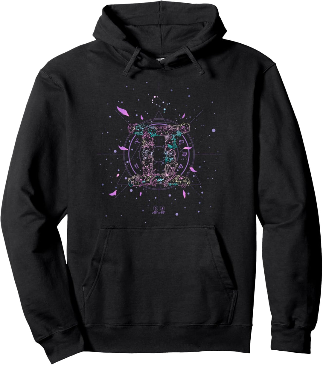 Gemini Zodiac Sign Floral Flower May June Birthday Pullover Hoodie