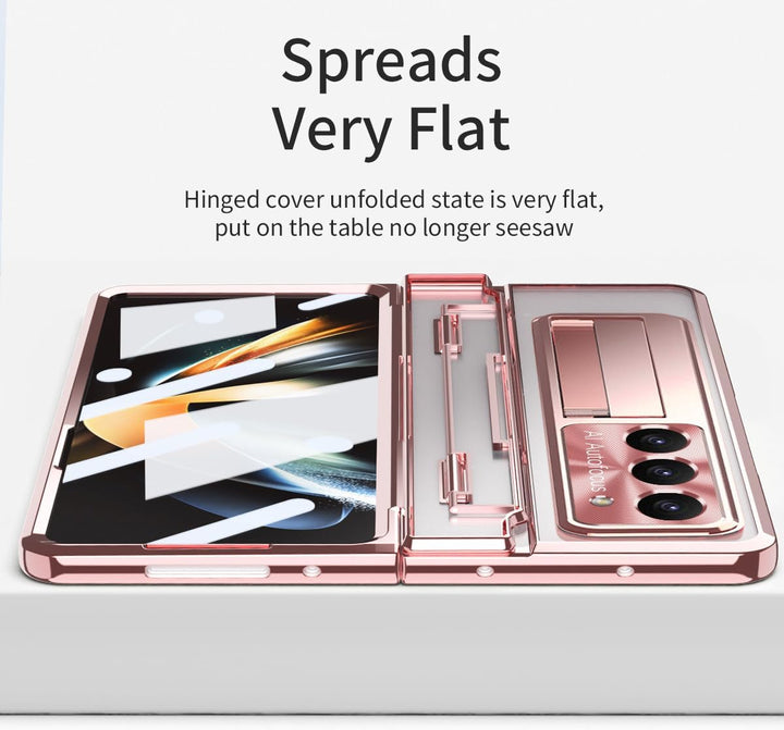 NINKI Kompatible Luxus Scharnierschutz für Samsung Z Fold 3 Hülle mit S Pen und Halter,5 in 1 Displa