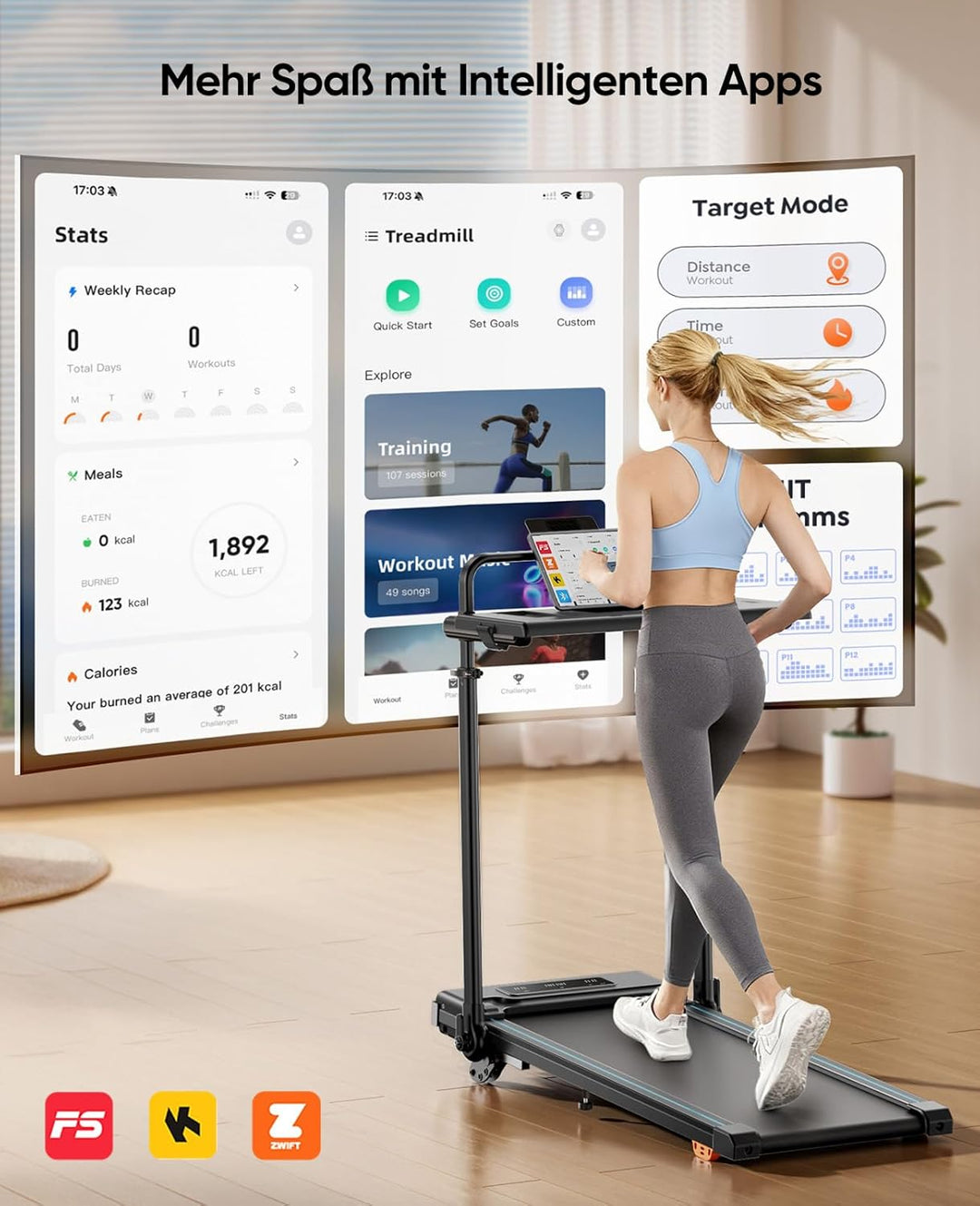6-IN-1 Laufband für Zuhause mit Abnehmbarem Tisch,3.0HP Laufband Klappbar mit Steigung bis 12%,12KM/