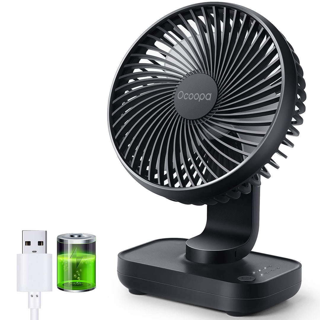 OCOOPA USB Ventilator Ultra Leise - 4000mAh Tischventilator, 4 Geschwindigkeiten, Mini Ventilator fü