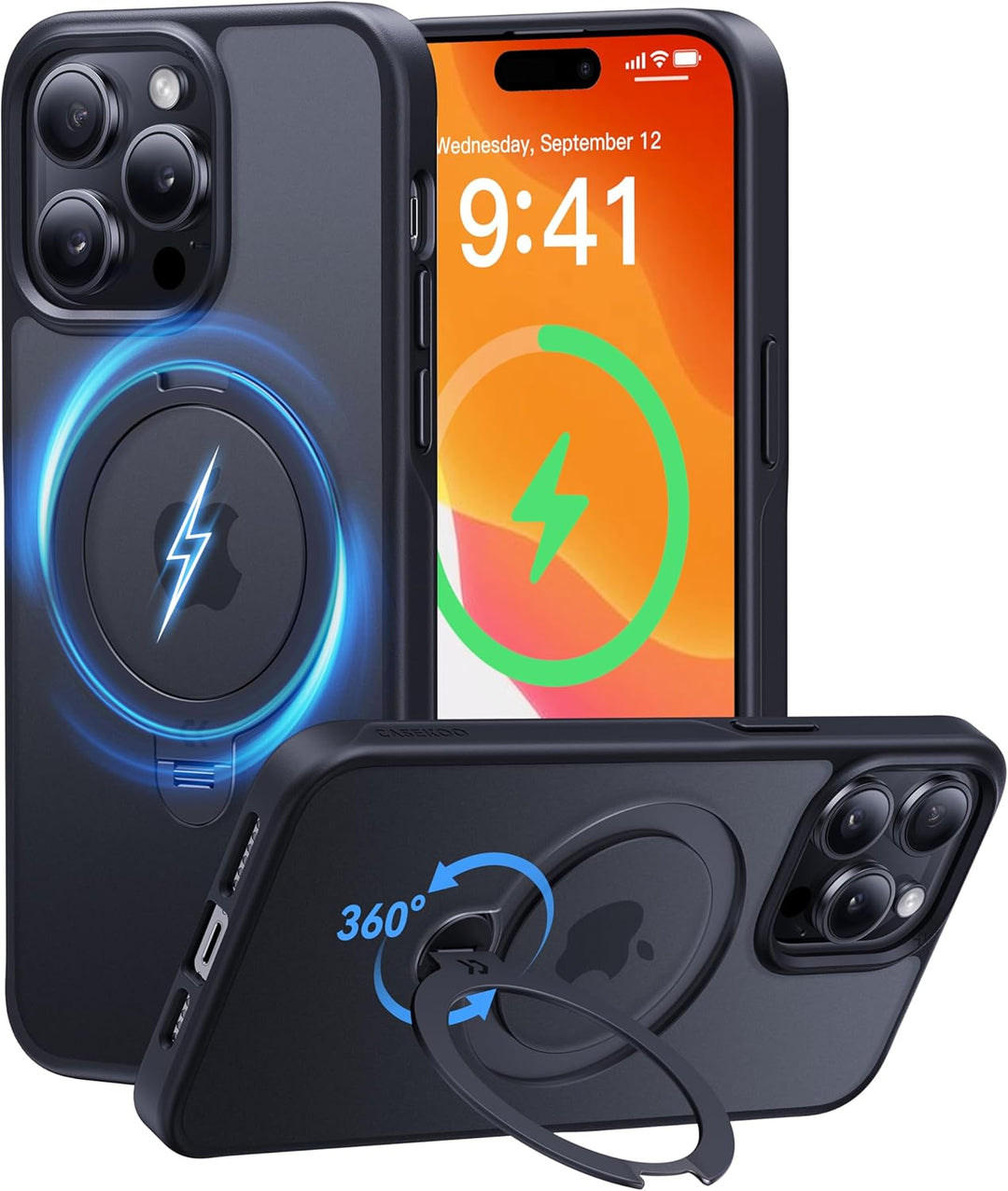 CASEKOO 360° MagicStand (Pro-Version) für iPhone 14 Pro Hülle für MagSafe [Unsichtbarer Ständer] [Mi