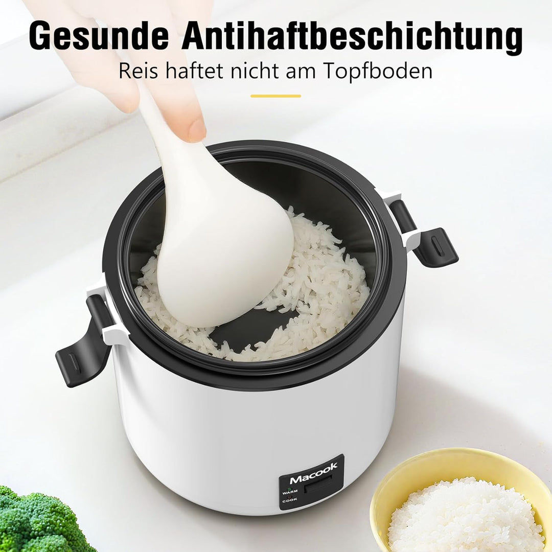 Macook Mini Reiskocher Rice Cooker für 1-2 Personen (1.5 Tassen, 0,3 Liter),Reiskocher Klein Einfach
