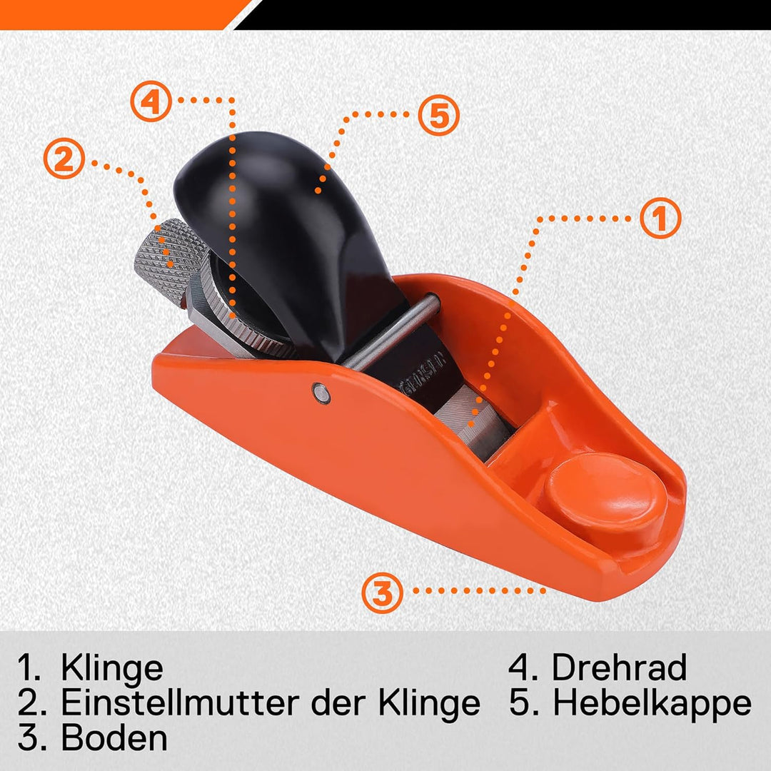 JORGENSEN Mini Holzhobel, Mini-Handhobel für präzise Holzbearbeitung, Ideal zum Trimmen, Polieren un