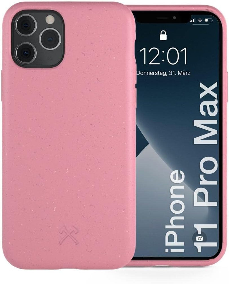 Woodcessories - Antibakterielle Bio Hülle kompatibel mit iPhone 11 Pro Max Hülle pink - Plastikfrei,