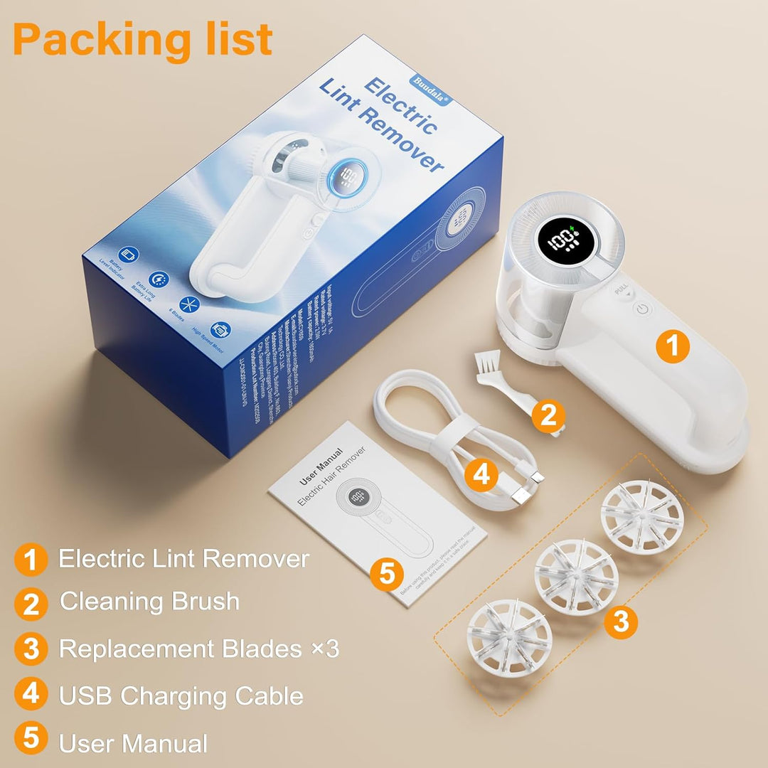 Fusselrasierer Elektrisch, 1800mAh USB Aufladbar Fusselentferner für Kleidung & Möbe, 3 Geschwindigk