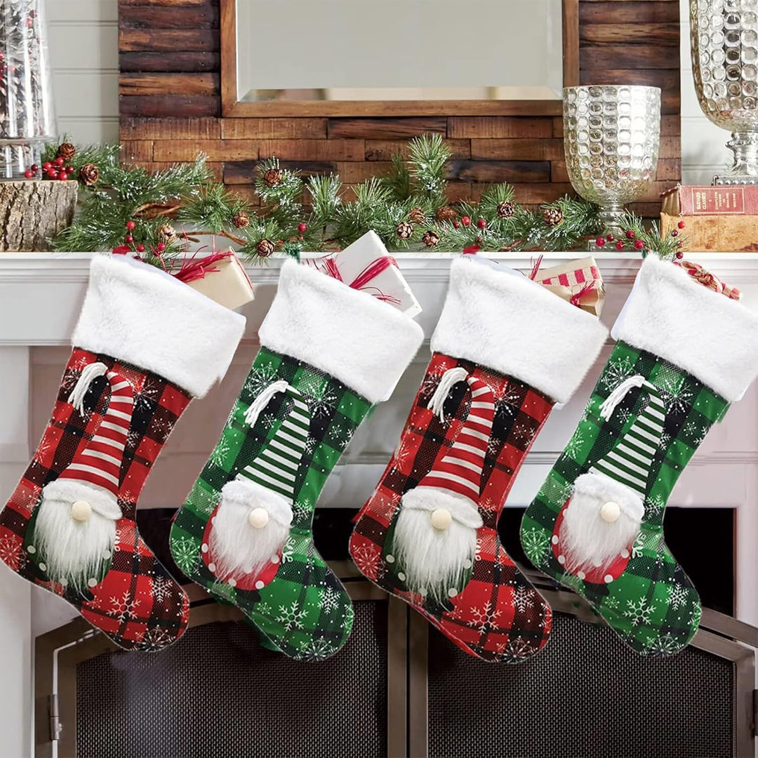 2 Pcs Weihnachtsstrumpf 42cm Grosse Stickerei Nikolausstrumpf Weihnachtsstrümpfe Nikolausstiefel Kam