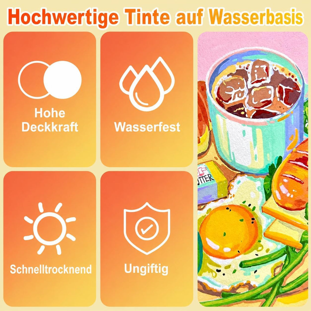 Laconile 60 Farben Acrylstifte für Steine Wasserfest, Brush Tip Acrylic Pens Set, Schnelltrocknend u