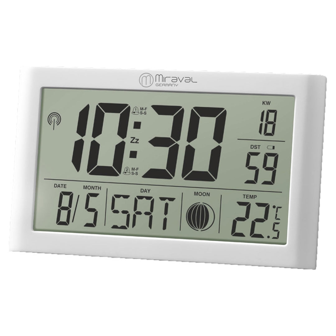 Digitale LCD Tischfunkuhr mit Datumsanzeige + Temperaturanzeige Geräuschlos Digitale Funkuhr mit Dat