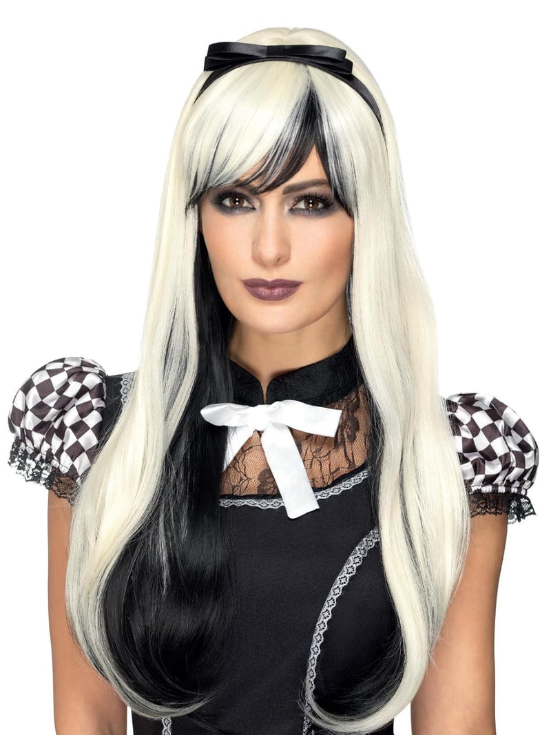 Deluxe Gothic Alice Wig OS Blonde & Black, OS Blonde & Black