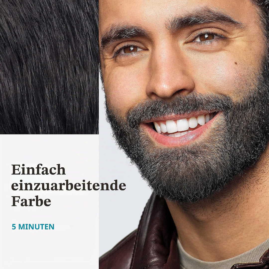 Just for Men Brush-In Farben und Bürste für Schnurrbart und Bart, 1 Set (3-teilig) Real Black M-55,