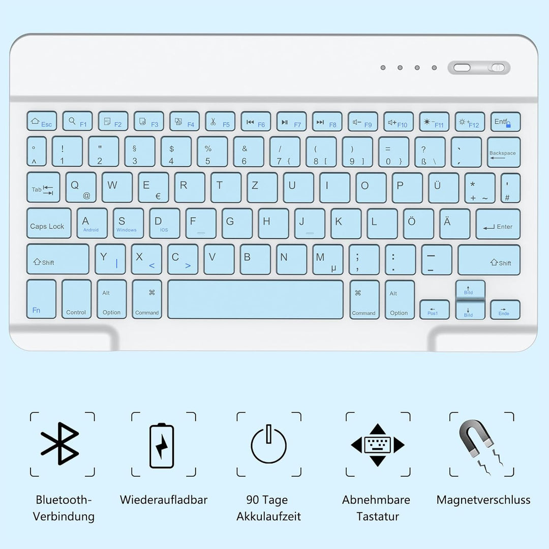 GAOJIE Tastatur Hülle für iPad 10.2 Zoll 9/8/7 Generation 2021/2020/2019, iPad Pro 13 Zoll, iPad air