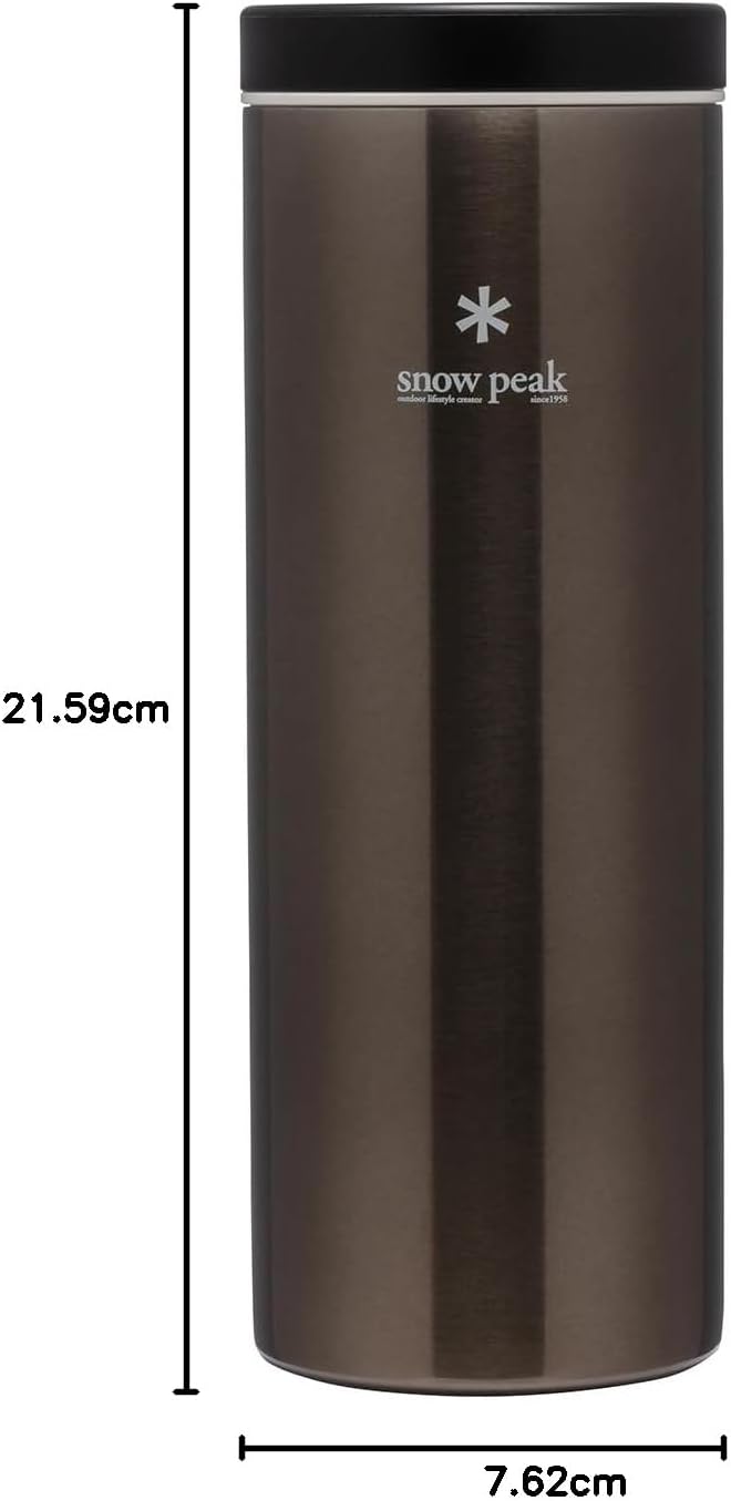 Snow Peak Kanpai Trinkflasche, 500 ml, Dunkelsilber, vakuumisolierte doppelwandige Trinkflasche aus