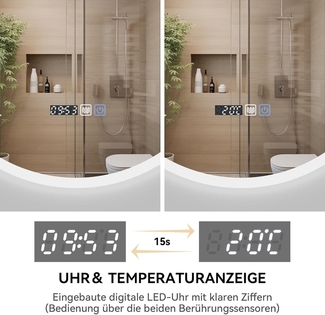 YOURLITE LED Spiegel Bad mit Beleuchtung 60cm Rund,Badspiegel mit Beleuchtung,Touch-Schalter,3 Licht