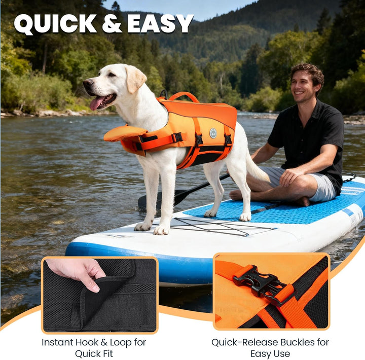 VIVAGLORY Front Float Schwimmweste Hund, Hundeschwimmweste für Bootfahren, Schwimmweste with Kopfstü