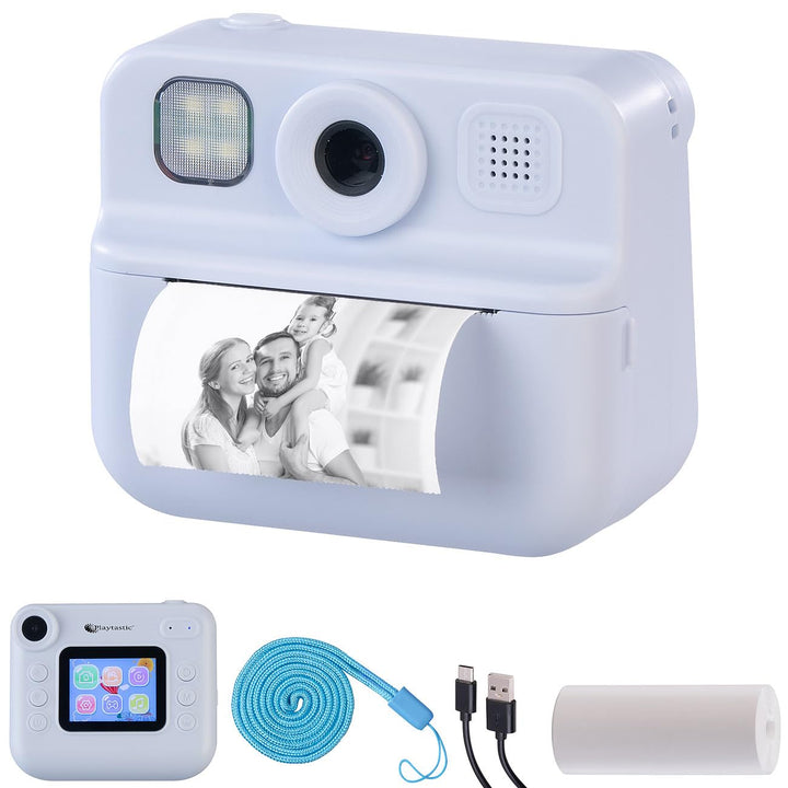 Kinderkamera: Kinder-Sofortbild-Kamera mit Selfie-Objektiv, 2"-Display, 48 MP, blau (Kamera mit Foto